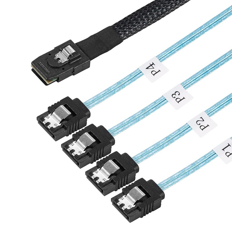 Twozoh كابل داخلي Mini SAS إلى SATA بطول 3.3 قدم، Mini SAS 36Pin SFF-8087 ذكر إلى 4 SATA 7Pin أنثى كابل تفريغ للأمام (1م) - Image 1